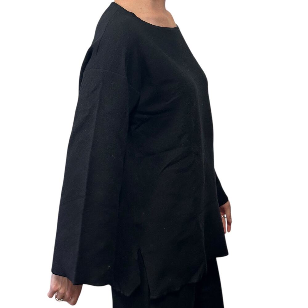 The Row Shayna Black Wool Viscose Sweatshirt Top size XS Oversized Flare Sleeves